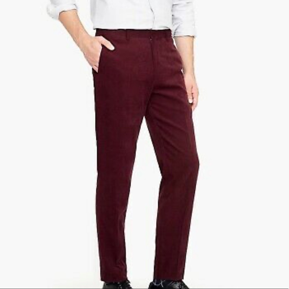 NWT J.Crew Slim Ludlow Burgundy Corduroy Pants Sz 34X32